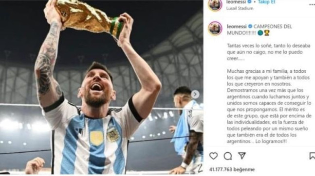 Messi’den rekor kıran Instagram paylaşımı
